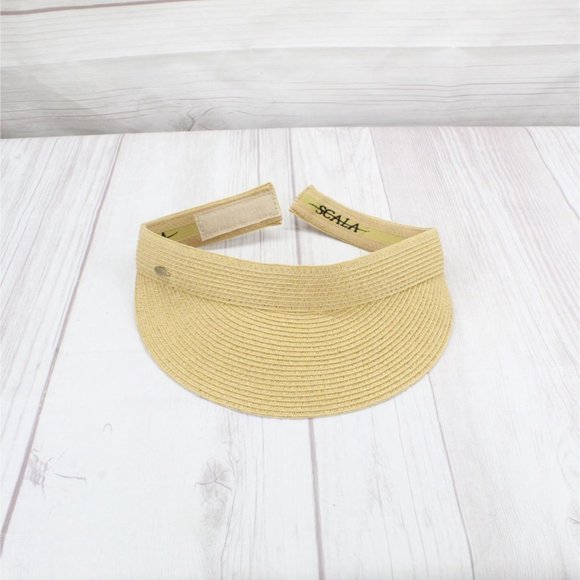 Scala Collezione Viviana Straw Braid Soft Sewn Brim Sun Visor One Size - Picture 7 of 8